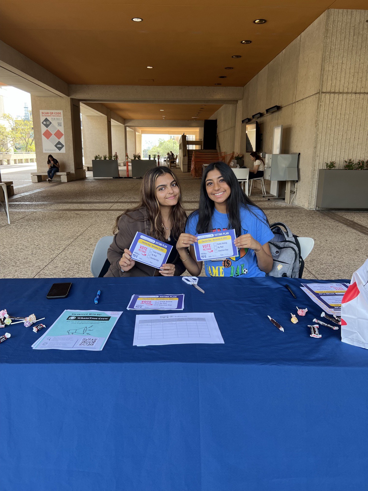 Campus voter registration table